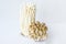 Enoki and shimeji edible mushrooms on white