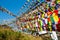 Enormous amount of buddhist praying flags decorating temple in nepal