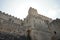 Enormous ancient walls of Rhodes. Medieval city in Rhodes town, Greece