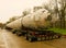 An enormous load being shipped by road on trailers