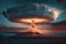 enormous mushroom cloud billows into the sky after powerful nuclear weapon is detonated