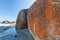 Enormous orange boulders at Squeaky Beach.