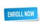 Enroll now blue square sticker