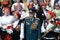 The ensemble of the front song `Search` in the Moscow square at the Bolshoi theater on victory Day