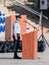 Ensign of the IDF stands near the podium at the formation in Engineering Corps Fallen Memorial Monument in Mishmar David, Israel