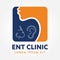 ENT logo template. Head for ear, nose, throat doctor specialists. logo concept. Line vector icon. Editable stroke. Flat linear ill