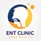 ENT logo template. Head for ear, nose, throat doctor specialists. logo concept. Line vector icon. Editable stroke. Flat linear ill