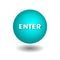ENTER on blue circle isolated vector icons on white background.