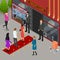 Enter a Club Concept 3d Isometric View. Vector