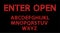 Enter open. Red letters with luminous glowing lightbulbs. Vector web typography words design. Bright signboard signage