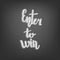 Enter to win handwritten lettering on chalkboard card. Vector illustration.