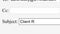 Entering Email Subject Topic Client Request in Online Box. Send Work Request to Employee Recipient by Typing E-Mail Subject Line