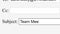 Entering Email Subject Topic Team Meeting in Online Box. Send Group Gathering Communication to Recipient by Typing E-Mail Subject