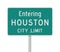 Entering Houston City Limit road sign