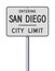 Entering San Diego City Limit road sign