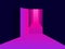 Entering virtual reality. Light from an open door, pink purple gradient. Open door to 80s retro sci-fi virtual reality. Synthwave