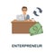 Enterpreneur flat icon. Colored element sign from bussines profession collection. Flat Enterpreneur icon sign for web