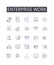 Enterprise work line icons collection. Business tasks, Corporate duties, Professional labor, Career service, Commercial