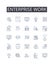 Enterprise work line icons collection. Business tasks, Corporate duties, Professional labor, Career service, Commercial