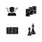 Entertainment activities black glyph icons set on white space