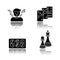 Entertainment activities drop shadow black glyph icons set