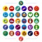 Entertainment, commerce, music and other web icon in flat style., restaurant, plumbing, vegetables, icons in set