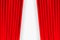 Entertainment curtains background for movies. Beautiful red theatre folded curtain drapes on black stage. Vector illustration.