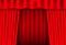 Entertainment curtains background for movies. Beautiful red theatre folded curtain drapes on black stage. Vector stock