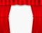 Entertainment curtains background for movies. Beautiful red theatre folded curtain drapes on black stage. Vector stock