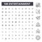 Entertainment editable line icons, 100 vector set, collection. Entertainment black outline illustrations, signs, symbols