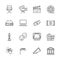 Entertainment and performance line vector icons. Theater and cinema outline symbols