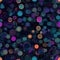 Enthralling maximalist pattern with blue and purple circles on black