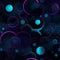 Enthralling maximalist pattern with blue and purple circles on black