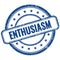 ENTHUSIASM text on blue grungy round rubber stamp
