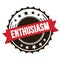 ENTHUSIASM text on red brown ribbon stamp