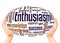Enthusiasm word cloud hand sphere concept