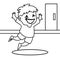 Enthusiastic child jumping coloring page