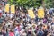 Enthusiastic crowd watching Orange Blossom Festival`s parade in ZiyapaÅŸa boulevard in Adana Province of Turkey - 6 April 2019