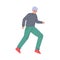 Enthusiastic Man Character Running in a Hurry and Hasten Somewhere Vector Illustration