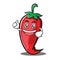 Enthusiastic red chili character cartoon