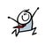 Enthusiastic stickman businessman runs merrily towards success. Vector illustration of a confident person.