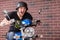 Enthusiastic young man riding his motorbike