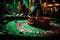 Enticing Casino Roulette Wheel: A Symbol of Thrills and Anticipation in the Night, ai generated