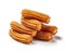 Enticing fresh churros on a white background, Generative AI