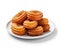 Enticing plate of churros on a white background, Generative AI