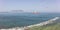 The entire bay on the Strait of Gibraltar with many ships as a panorama picture.