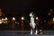 Entlebucher Mountain Dog, Sennenhund walks on a night