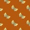 Entomology seamless pattern with folk butterfly elements. Brown background. Minimalistic wildlife print