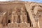 The entrance of Abou Simbel temple in Egypt with huge statues