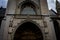 The entrance arch of the 91-metre-tall belfry of Ghent, Belgium